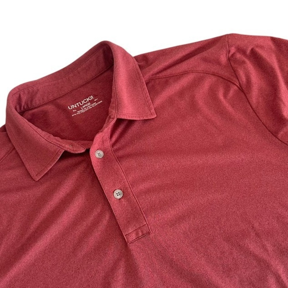 Untuckit Heather Red Polyester Performance Polo S… - image 4